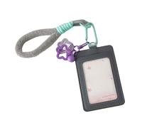 Double Layer PU Leather Card Case with Adjustable Lanyard and Star Charm Waterproof Photo Protectors for School Waterproof Card Case