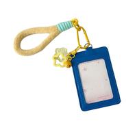 Double Layer PU Leather Card Case with Adjustable Lanyard and Star Charm Waterproof Photo Protectors for School Waterproof Card Case