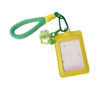Double Layer PU Leather Card Case with Adjustable Lanyard and Star Charm Waterproof Photo Protectors for School Office Lanyard Card Case