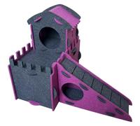 Double Layer Rabbit House, 2-Tier Castle Bunny Hideout with Non-slip Ramp Stairs, Felt Small Animal Toys for Sleeping Hiding Playing, Hamster Guinea Pig Rat Sugar Glider
