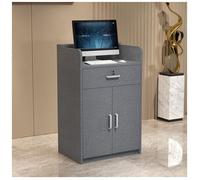 Double-Layer Reception Desk for Hair Salons - Aluminum Alloy with Lockable Drawers & Handles Double-Door Cabinet with Metal Hinges Rounded Corners Stylish & Durable