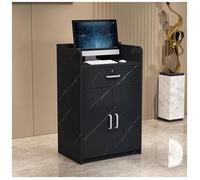 Double-Layer Reception Desk for Hair Salons - Lockable Drawers & Handles Aluminum Alloy Double-Door Cabinet with Metal Hinges Rounded Corners Professional Workstation