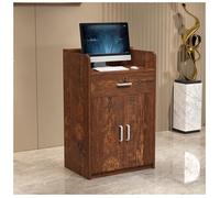 Double-Layer Reception Desk for Hair Salons Lockable Drawers & Handles Aluminum Alloy Double-Door Cabinet with Metal Hinges Rounded Corners Stylish & Functional