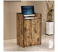 Double-Layer Reception Desk for Hair Salons Lockable Drawers & Handles Aluminum Alloy Double-Door Storage Cabinet with Metal Hinges Rounded Corners Stylish & Functional