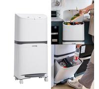 Double Layer Recycling Bin 3 Compartment Kitchen Rubbish Sectioned Trash Dustbin