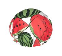 Double-layer Red Watermelon Print shower cap great for showers,cooking,spa and makeup-fits long hair.
