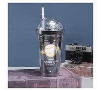Double Layer Refrigeration Star Plastic Cup Creative Planet with Light Cartoon Water Mug Micro Spaceman Crushed Ice