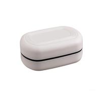 Double-Layer Reusable Soap Box with Lid for Travel Bathroom Use Drainage Net Separates Soap from Collected Water (White)