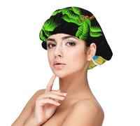 Double Layer Reversible Hair Wrap Satin Sleep 3D Palm Tree Cap Bonnet for Braid Curly Hair Satin Bonnet, Black, One Size