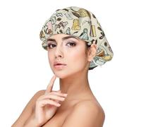 Double Layer Reversible Hair Wrap Satin Sleep Coffee and Sweets Sugar Chocolate Cap Bonnet for Braid Curly Hair Satin Bonnet, Black, One Size