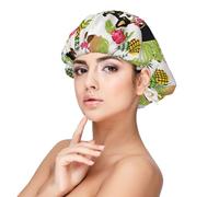 Double Layer Reversible Hair Wrap Satin Sleep Corgi Hawaiian Summer Pineapple Cap Bonnet for Braid Curly Hair Satin Bonnet, Black, One Size