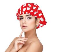 Double Layer Reversible Hair Wrap Satin Sleep Cute Polka Dot Cap Bonnet for Braid Curly Hair Satin Bonnet, Black, One size