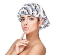 Double Layer Reversible Hair Wrap Satin Sleep Monorail Train Cap Bonnet for Braid Curly Hair Satin Bonnet, Black, One Size