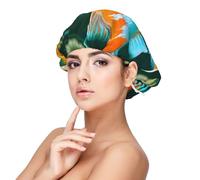 Double Layer Reversible Hair Wrap Satin Sleep Pretty Koi Fish Cap Bonnet for Braid Curly Hair Satin Bonnet, Black, One size