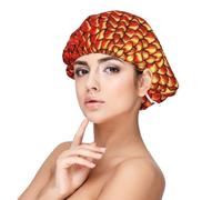 Double Layer Reversible Hair Wrap Satin Sleep red Fish Scale Cap Bonnet for Braid Curly Hair Satin Bonnet, Black, One size
