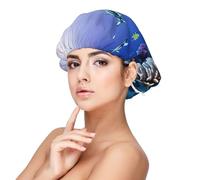 Double Layer Reversible Hair Wrap Satin Sleep Shark Swimming Under The Sea Cap Bonnet for Braid Curly Hair Satin Bonnet, Black, One Size