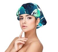 Double Layer Reversible Hair Wrap Satin Sleep Skateboard with Palm Trees Wave Cap Bonnet for Braid Curly Hair Satin Bonnet, Black, One size