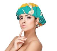 Double Layer Reversible Hair Wrap Satin Sleep Sunset Beach Palm Tree Cap Bonnet for Braid Curly Hair Satin Bonnet, Black, One Size