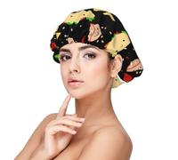 Double Layer Reversible Hair Wrap Satin Sleep Tuesday Party Cap Bonnet for Braid Curly Hair Satin Bonnet, Black, One size