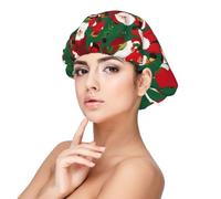 Double Layer Reversible Hair Wrap Satin Sleep Xmas Funny Gnomes Cap Bonnet for Braid Curly Hair Satin Bonnet, Black, One size