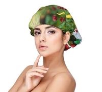 Double Layer Reversible Hair Wrap Satin Sleep Xmas Funny Gnomes Cap Bonnet for Braid Curly Hair Satin Bonnet, Black, One size