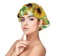 Double Layer Reversible Hair Wrap Satin Sleep Yellow Sunflowers Cap Bonnet for Braid Curly Hair Satin Bonnet, Black, One size
