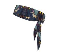 Double Layer Reversible Tie Sports Headband for Women & Men,print unicorn