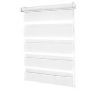 Double Layer Roller Blind 95x240cm Double Fabric,Waterproof Privacy Day Night Roller Blind with Clamping Brackets, for Bathroom,The Office White