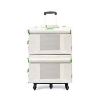 Double-Layer Rolling Pet Carrier f Two Cats, Cat Carrying Case with Mesh Window, Removable Cat Cage with Pull Rod(Green)