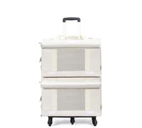 Double-Layer Rolling Pet Carrier f Two Cats, Cat Carrying Case with Mesh Window, Removable Cat Cage with Pull Rod(White)