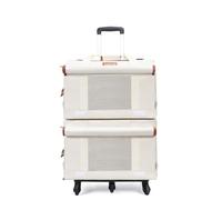 Double-Layer Rolling Pet Carrier f Two Cats, Cat Carrying Case with Mesh Window, Removable Cat Cage with Pull Rod(Brown)