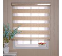 Double Layer Rollo Blind,gold Zebra Roller Blinds Polyester Fabric Roller Shades Light Filtering Day and Night Blinds,Home Office Translucent or Blackout Vision Curtains,Custom (W85xH140cm/33x55in)