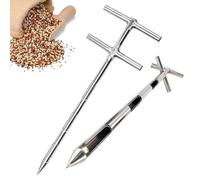 Double-Layer Rotary Grain Probe Sampler - 304 Stainless Steel Soil Sampler for Rice, Wheat, Corn, Soybeans, and Peanuts - 38mm Diameter, 2.0m Length(D25mm*L0.5m)