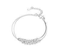 Double-layer round bead bracelet: double layer design, combining fashion and showing individual charm boccia leather bracelet, one size, Zinc, No Gemstone