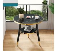 Double-layer Round Coffee Table, Living Room Dining Table Meeting Reception Negotiation Desk Cocktail Center Tea Tables With Black Metal Legs, Modern End Table (Color : B, Size : 70 * 70 * 72CM)