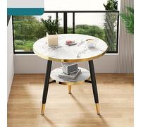 Double-layer Round Coffee Table, Living Room Dining Table Meeting Reception Negotiation Desk Cocktail Center Tea Tables With Black Metal Legs, Modern End Table (Color : A, Size : 70 * 70 * 72CM)