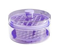 Double Layer Round ice Cube Tray, Stackable Round Ice Box Large Capacity Food Grade Odourless Ice Making Mold for Drinks Coffee Cocktail (Purple)