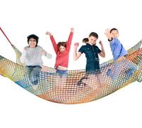 Double Layer Safety Net for Kids Climbing Play Equipment - 9.8x14.8FT Multicolor Backyard Playground Protection Strong Suspension Bridge Fence for Safe Play