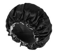 Double Layer Satin Bonnet for Men, Waterproof Bath Shower Cap Adjustable Drawstring Hair Bonnet Reusable Bathing Hair Cap for Men Curly Hair Braids, Black