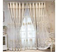 Double-layer Sheer Voile Window Curtain, Blackout Thermal Insulated Energy Efficient Window Drapes Grommets Top Embroidered Drapery Great for Kids Nursery Room Bedroom, 1 Panel-Beige-72x84in(W*L)