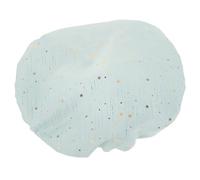 Double Layer Shower Cap for Women, Waterproof Thickened Hair Cover Long | Reusable Polyester Cotton and PEVA Fabric, Elastic Band, Large Capacity, Light Green Gold Foil Stars