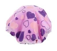 Double Layer Shower Cap Heart Print Women’s with Elastic Band | Coral Fleece and Towel Fabric, EVA Lining, Face Drip Protection, Travel and Washing Use