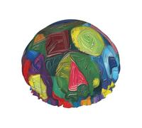 Double Layer Shower Cap Reusable Waterproof Shower Cap Abstract Geometric Paint Shower Caps for Women Uk