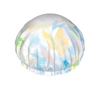 Double Layer Shower Cap Reusable Waterproof Shower Cap Abstract Geometric Strokes Shower Caps for Women Uk