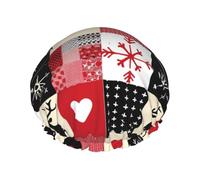 Double Layer Shower Cap Reusable Waterproof Shower Cap Christmas Plaid Heart Shower Caps for Women Uk