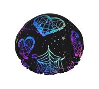 Double Layer Shower Cap Reusable Waterproof Shower Cap Love Trap Spider Web Shower Caps for Women Uk