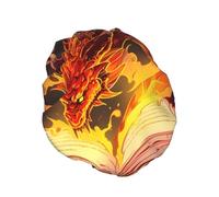 Double Layer Shower Cap Reusable Waterproof Shower Cap Magic Book Fire Dragon Shower Caps for Women Uk