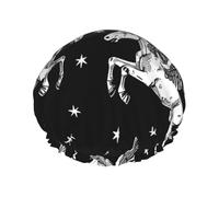 Double Layer Shower Cap Reusable Waterproof Shower Cap Retro Heavenly Horse Shower Caps for Women Uk
