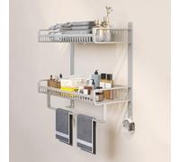 Double Layer Shower nizer Shelf - Slish Sto Basket for Home, Kitchen, Bathroom & Bedroom - Space-Saving Alcove Shelves for Shampoo & tials