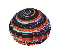 Double-layer Space Spiral Cosmic Print shower cap great for showers,cooking,spa and makeup-fits long hair.